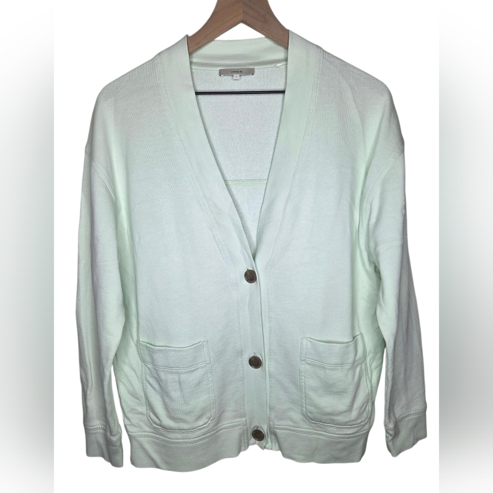 VINCE Cotton Cardigan Oversized Mint Green - Size Small